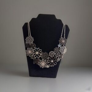 Cookie Lee Y2k Cascading Silver Flowers And Butterfly Necklace